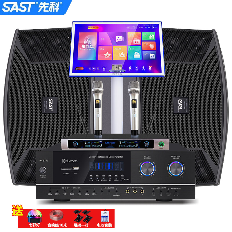 先科 家庭KTV音响套装10吋点歌机无线话筒唱歌功放音响A80V 10吋音响+200瓦蓝牙功放D26
